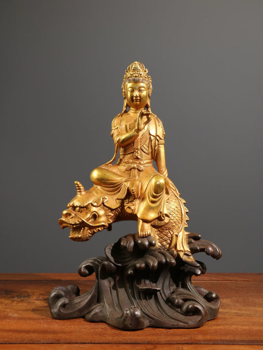 Chinese antique pure copper Guanyin Bodhisattva