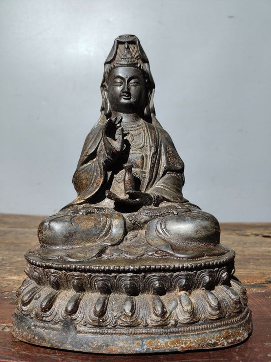 Chinese antique pure copper [Pure Bottle Guanyin] Bodhisattva statue