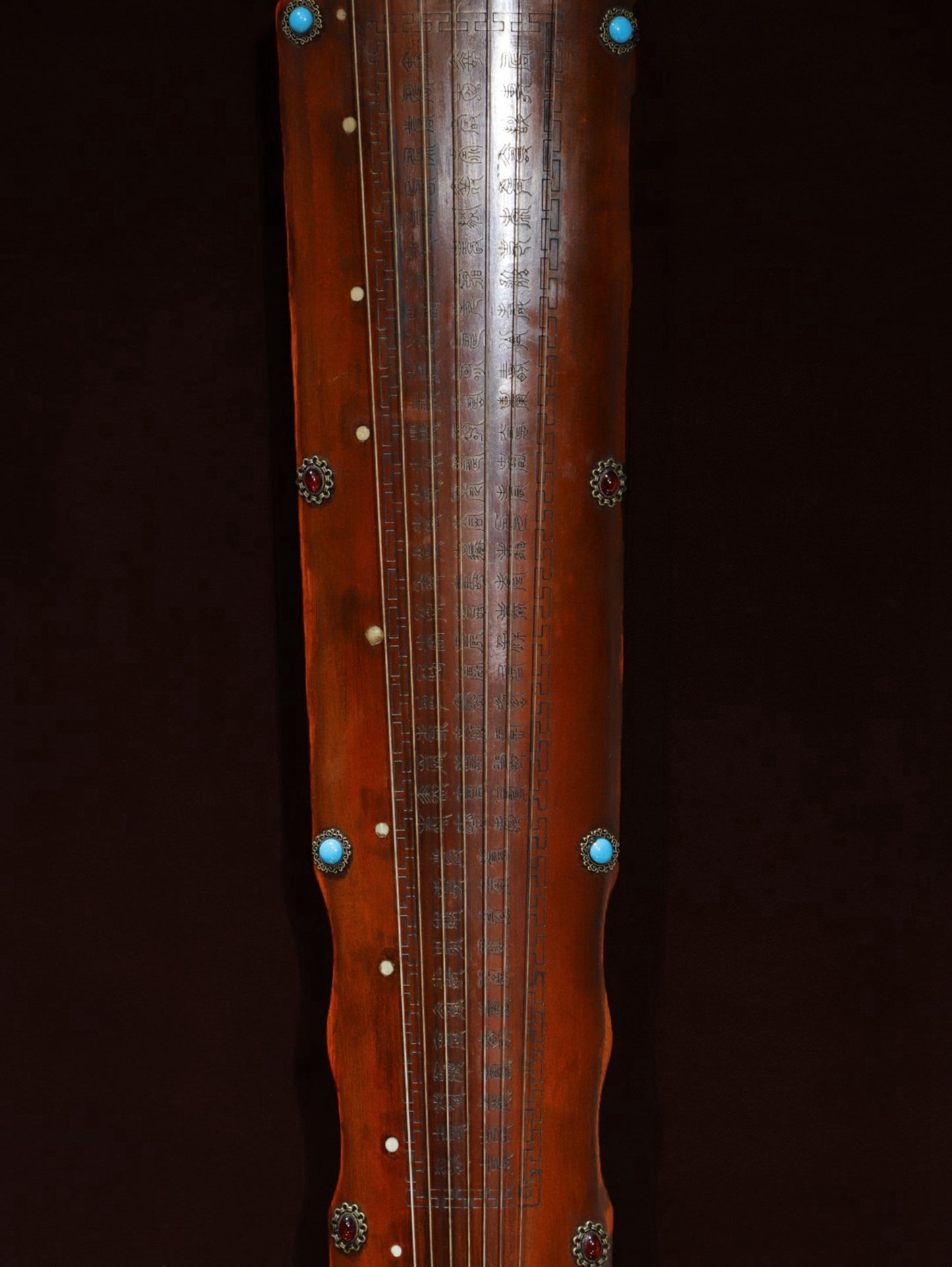 Tongmu Guqin inlaid with gemstone