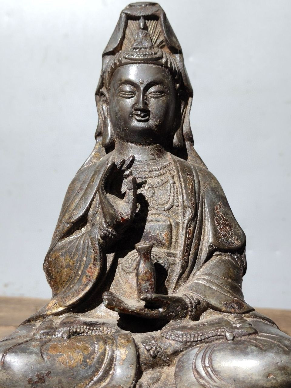 Chinese antique pure copper [Pure Bottle Guanyin] Bodhisattva statue