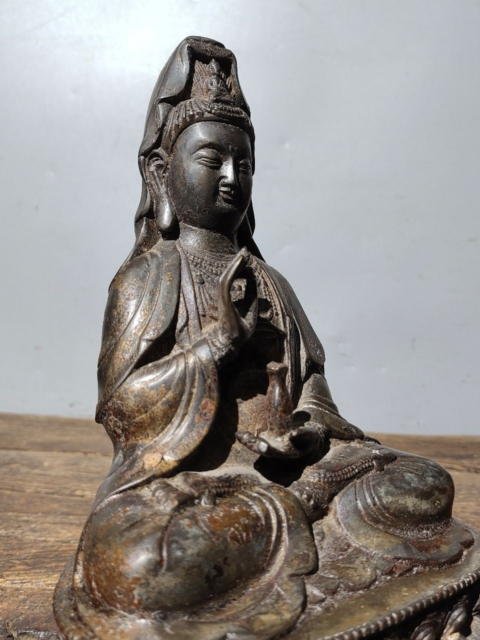 Chinese antique pure copper [Pure Bottle Guanyin] Bodhisattva statue