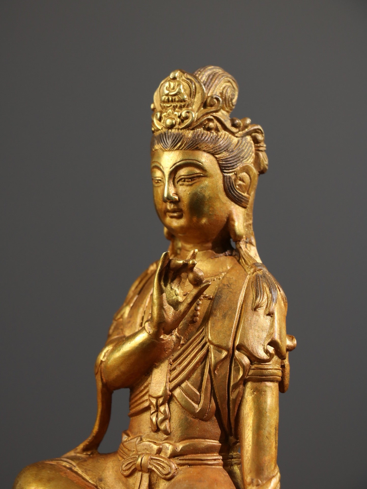 Chinese antique pure copper Guanyin Bodhisattva