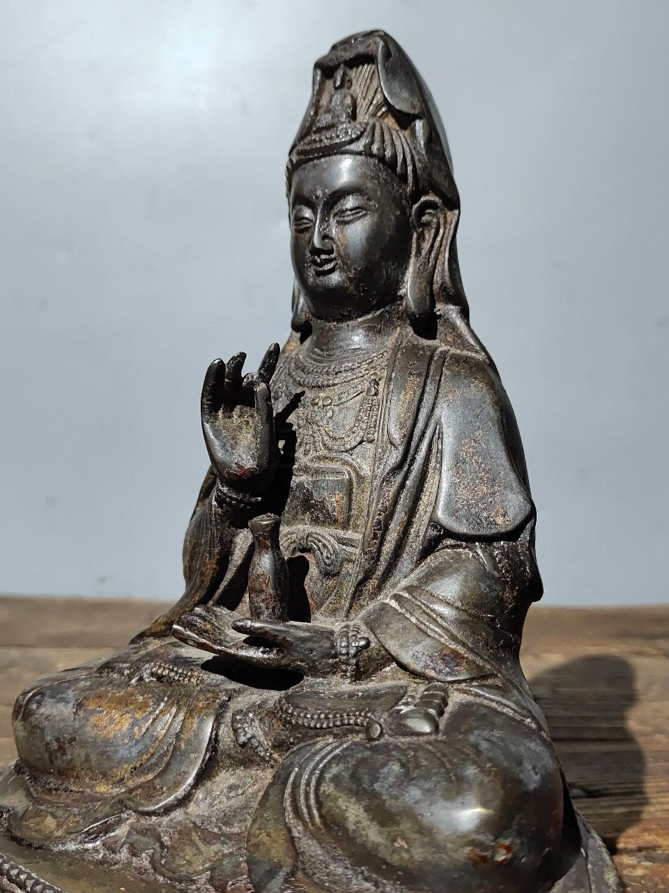 Chinese antique pure copper [Pure Bottle Guanyin] Bodhisattva statue