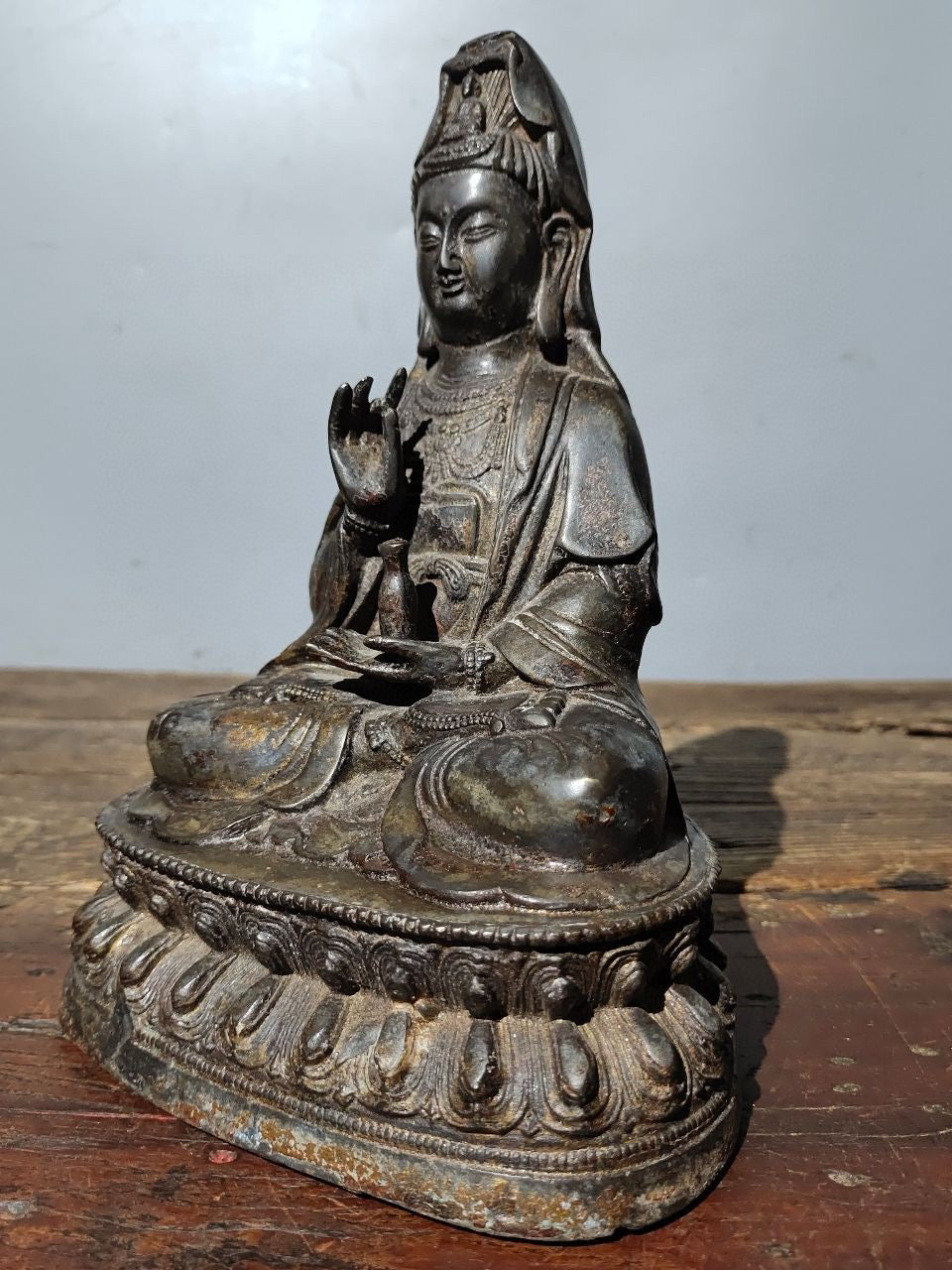 Chinese antique pure copper [Pure Bottle Guanyin] Bodhisattva statue