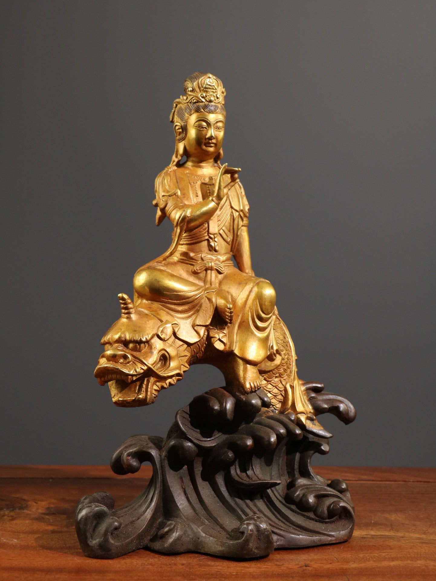 Chinese antique pure copper Guanyin Bodhisattva