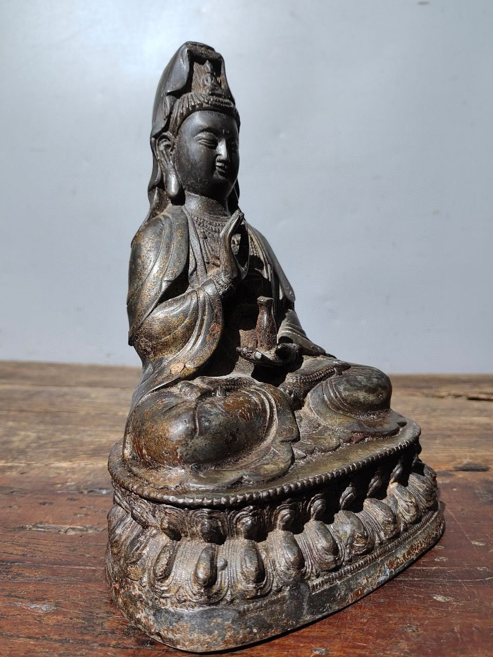 Chinese antique pure copper [Pure Bottle Guanyin] Bodhisattva statue