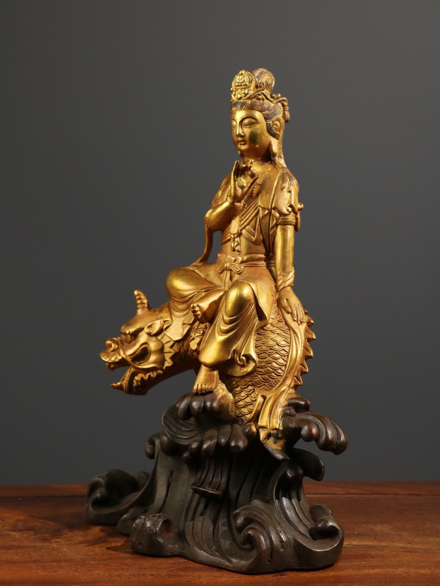 Chinese antique pure copper Guanyin Bodhisattva