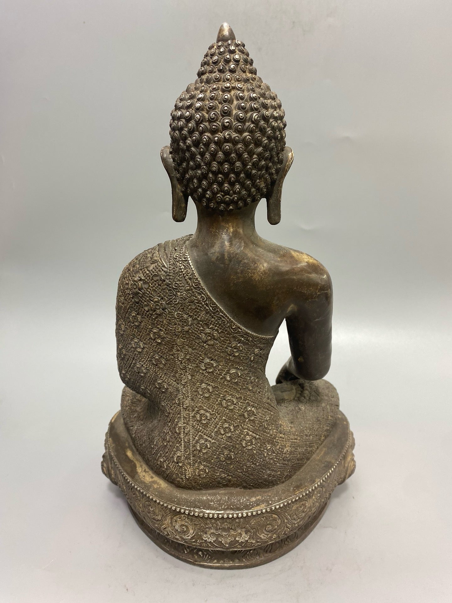 Chinese antique pure copper gilded silver Buddha statue ornament