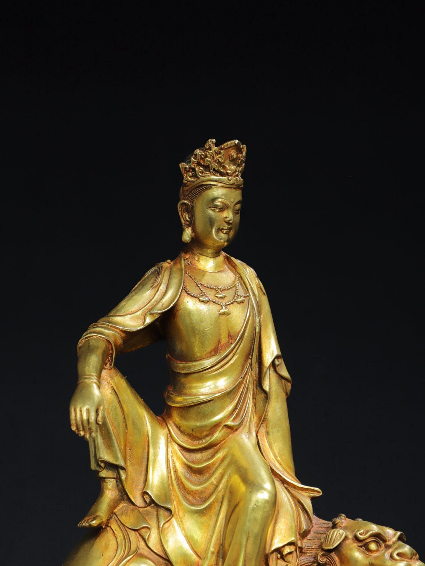 Bronze gilded Buddha statue of Manjushri Bodhisattva