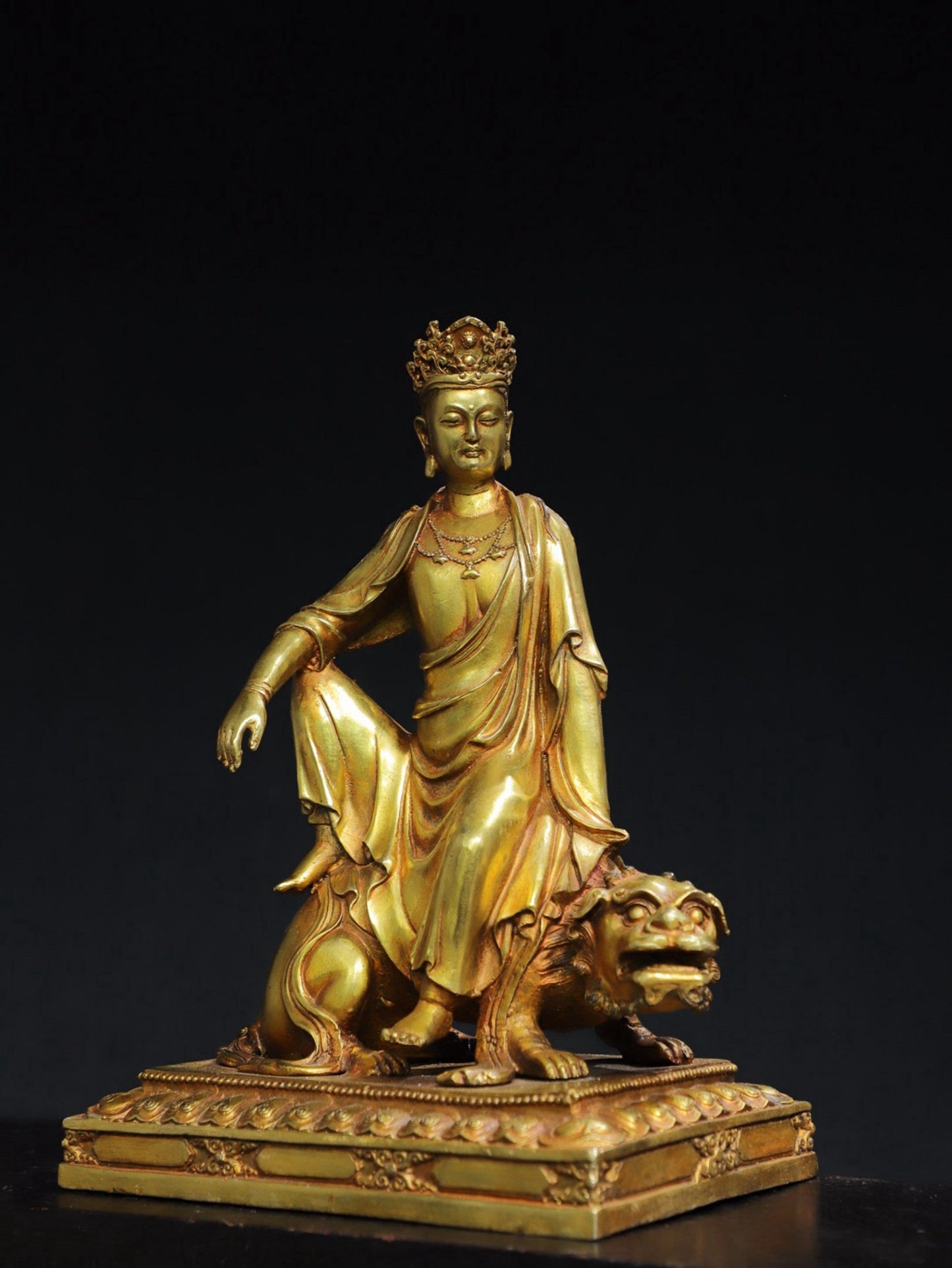 Bronze gilded Buddha statue of Manjushri Bodhisattva