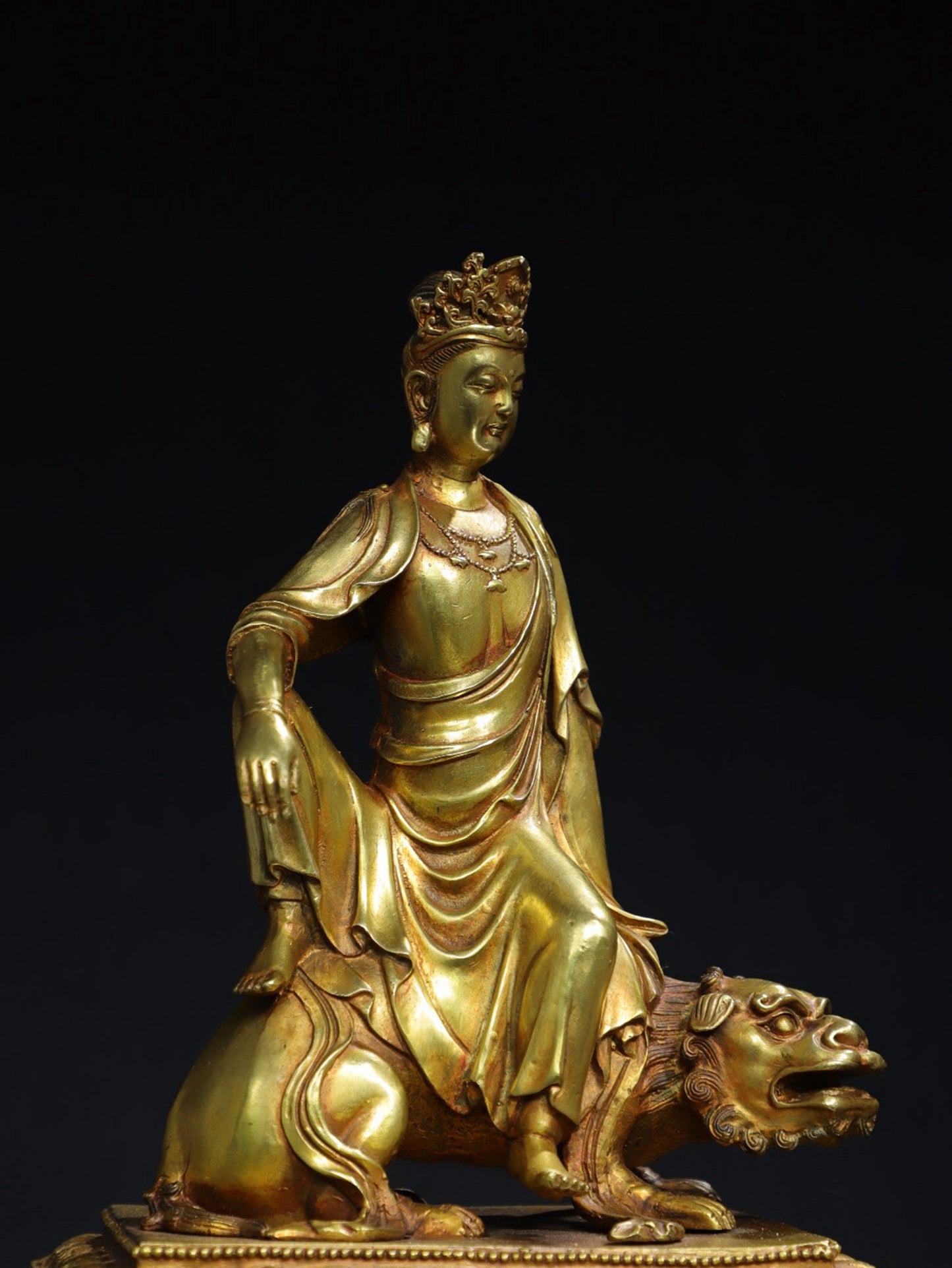 Bronze gilded Buddha statue of Manjushri Bodhisattva
