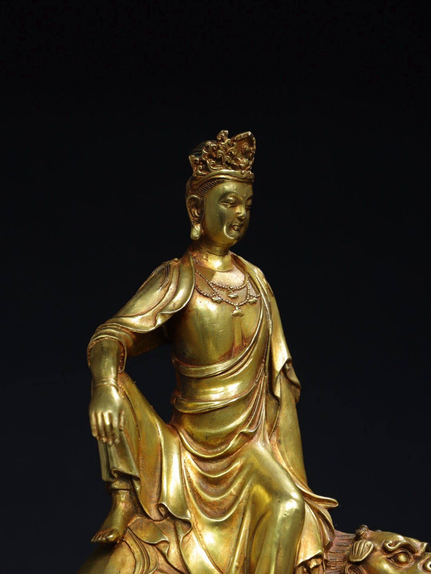 Bronze gilded Buddha statue of Manjushri Bodhisattva