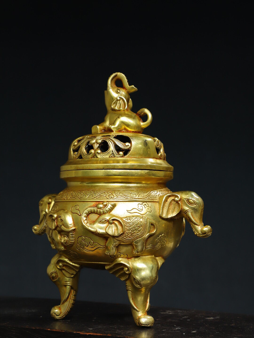 Chinese Antique Pure Copper [Taiping Elephant] Incense Burner Incense Burner
