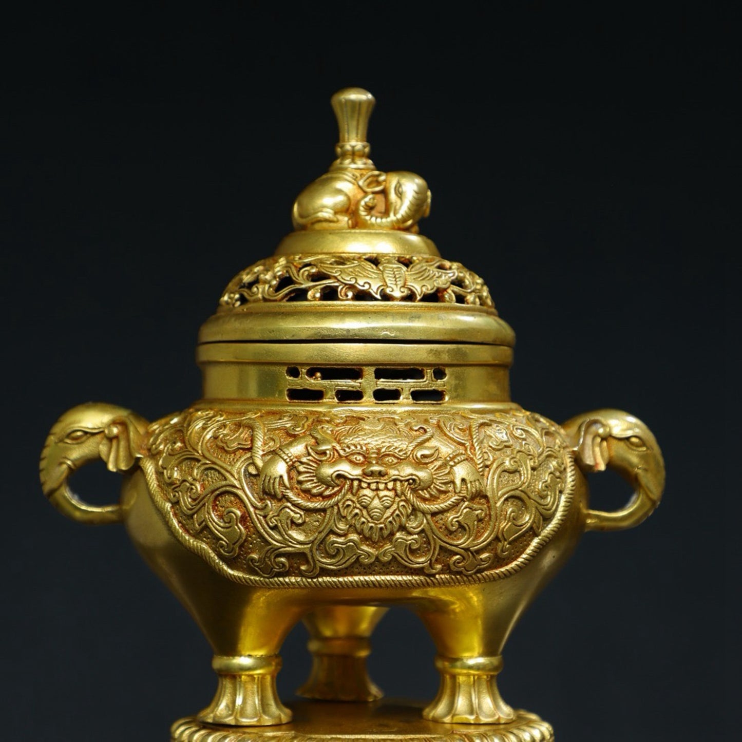 Copper Gilded Gold [Taiping Elephant] Incense Burner