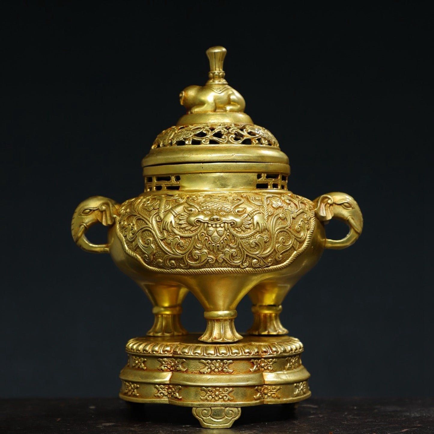 Copper Gilded Gold [Taiping Elephant] Incense Burner