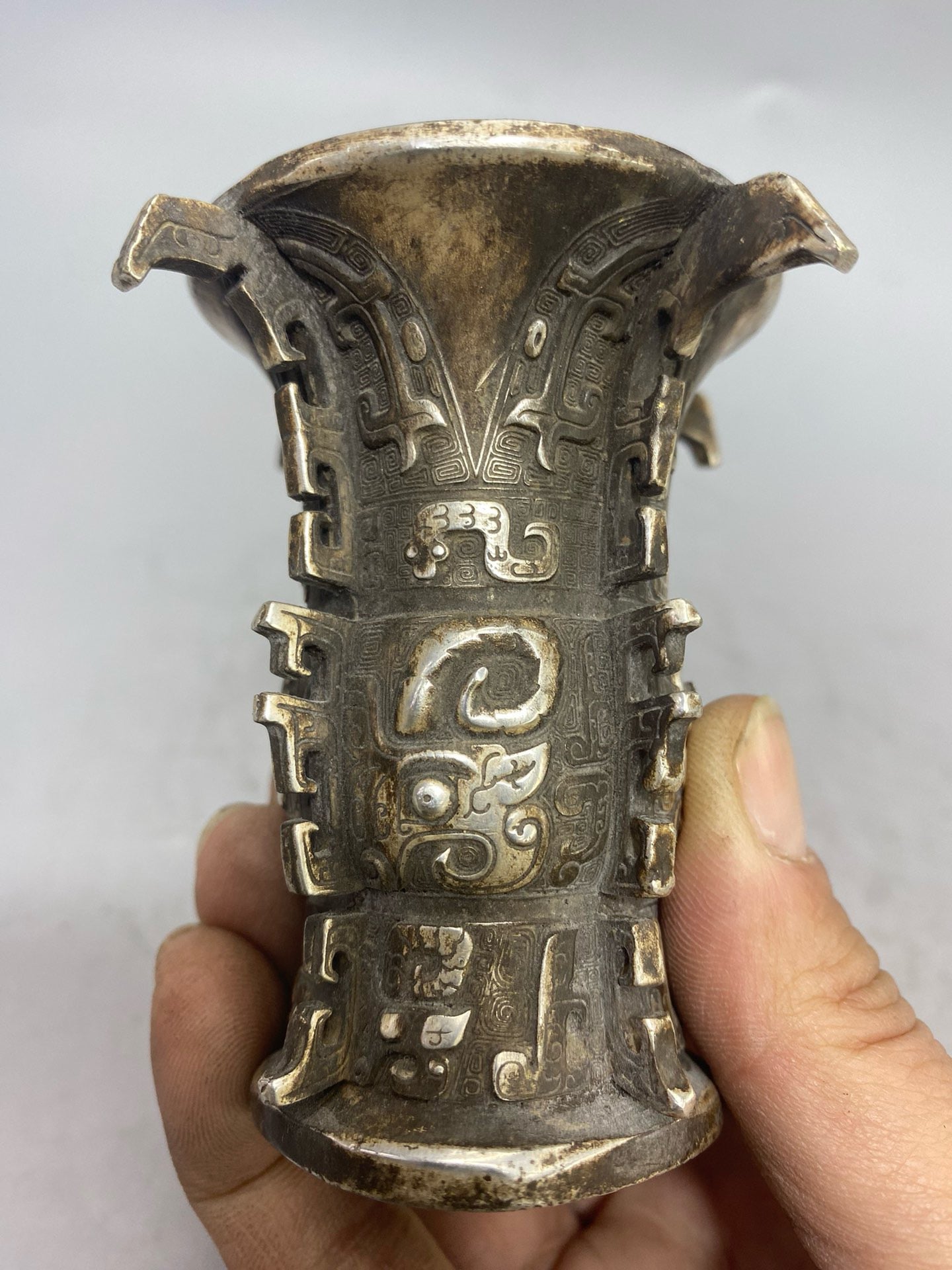 Chinese antique pure copper gilded silver small cup