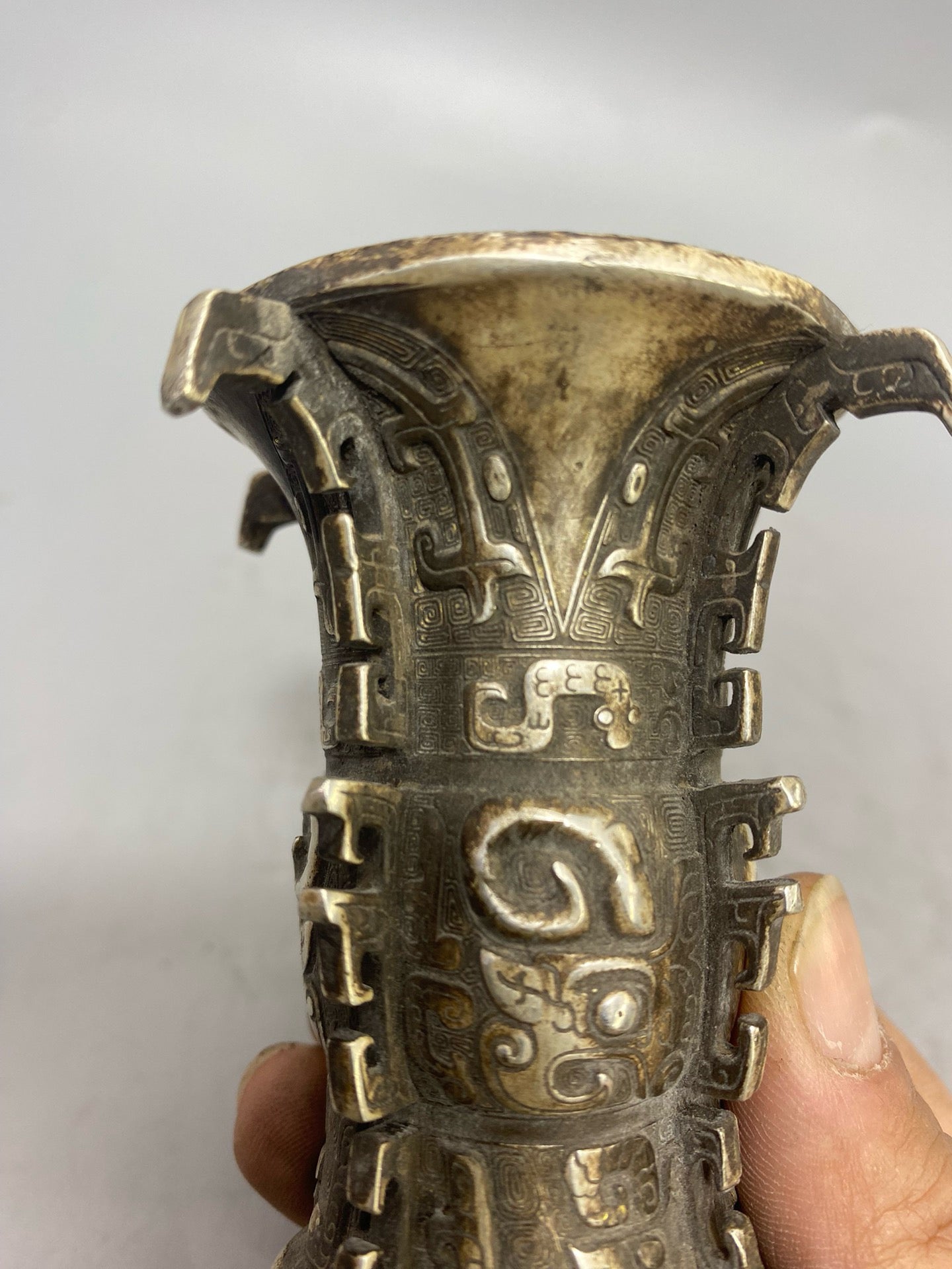 Chinese antique pure copper gilded silver small cup
