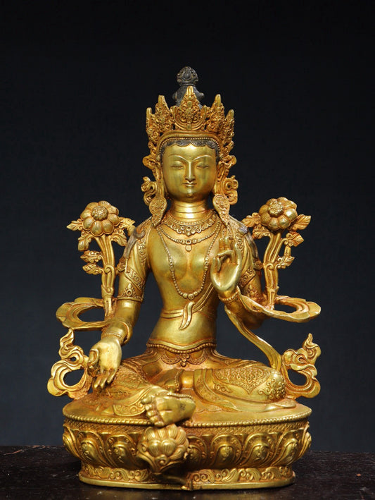 Bronze gilded [Green Tara] Buddha statue