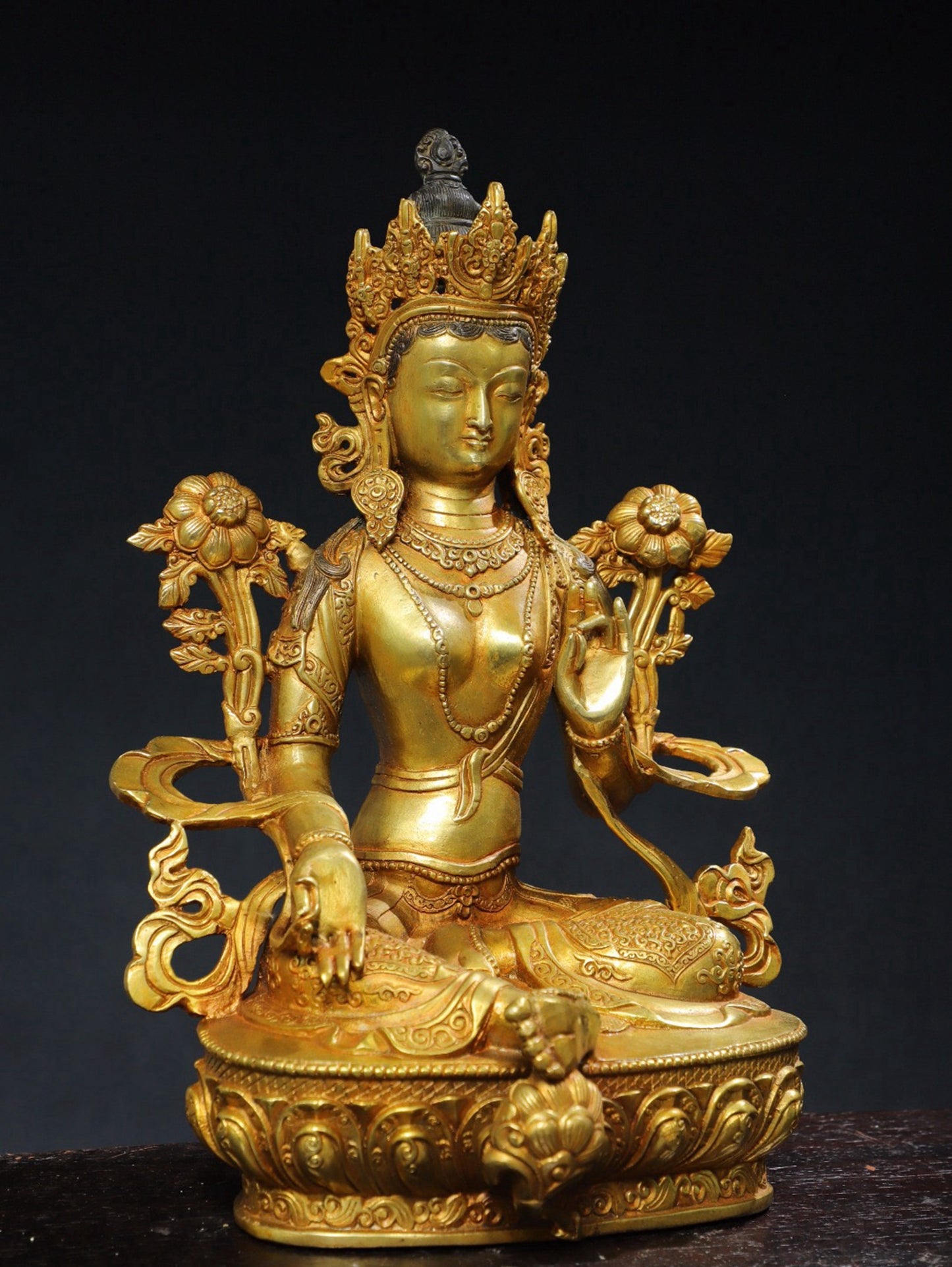 Bronze gilded [Green Tara] Buddha statue