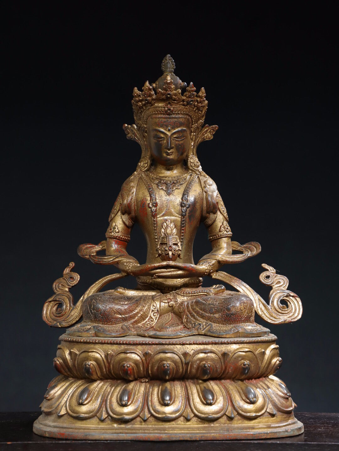 Chinese antique pure copper [Green Tara] Buddha statue