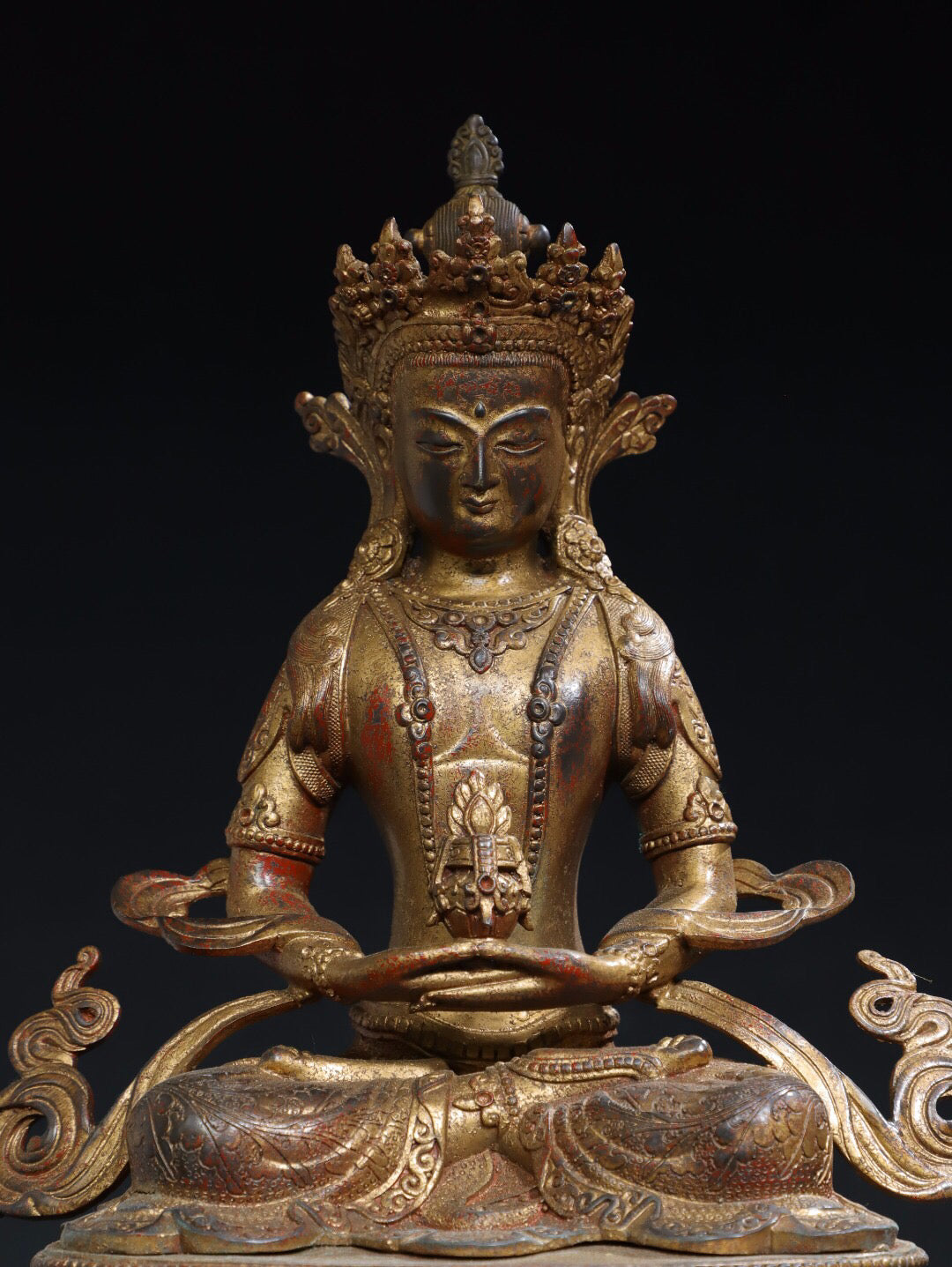 Chinese antique pure copper [Green Tara] Buddha statue