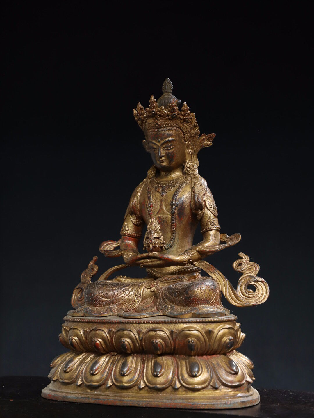 Chinese antique pure copper [Green Tara] Buddha statue