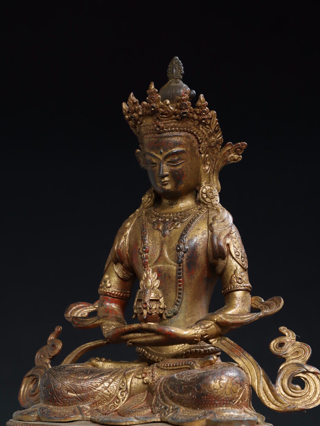 Chinese antique pure copper [Green Tara] Buddha statue