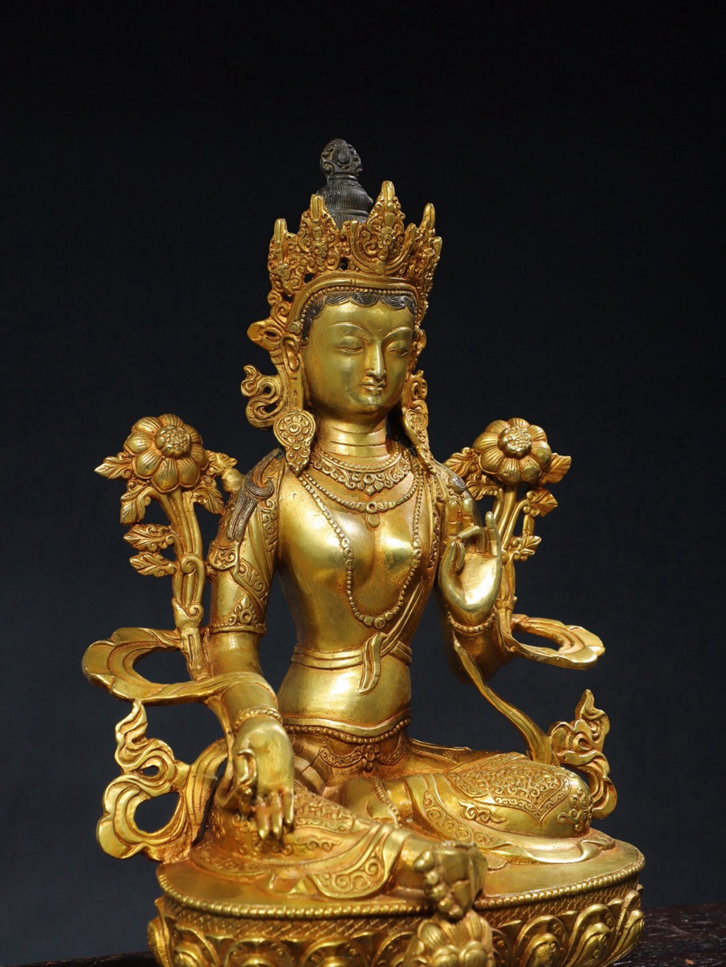 Bronze gilded [Green Tara] Buddha statue