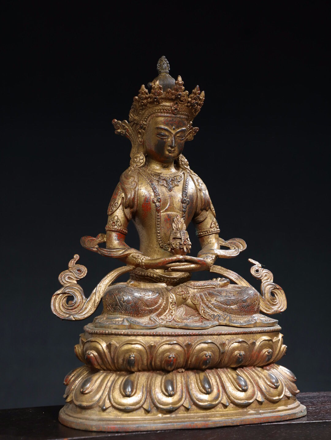 Chinese antique pure copper [Green Tara] Buddha statue
