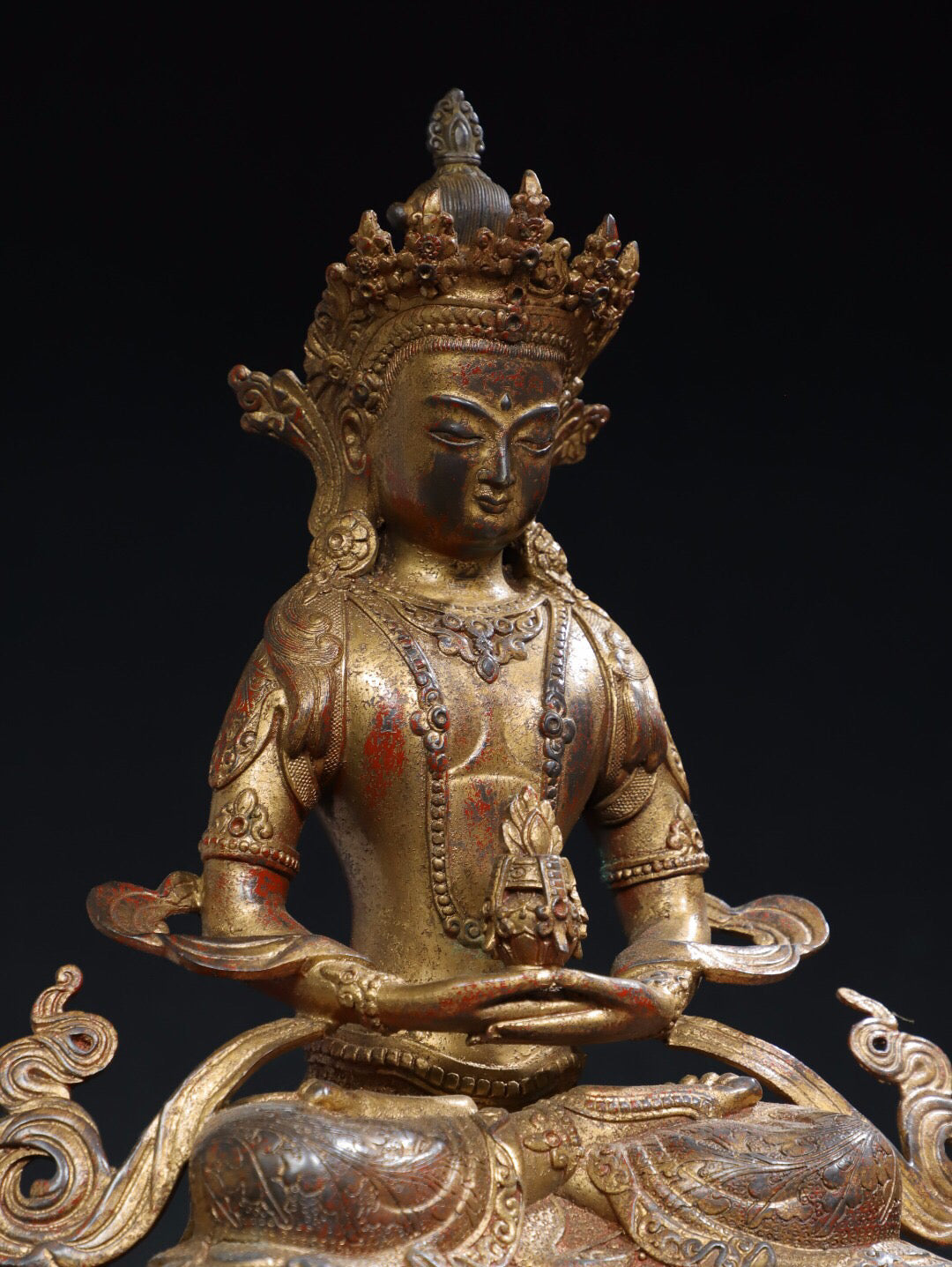 Chinese antique pure copper [Green Tara] Buddha statue