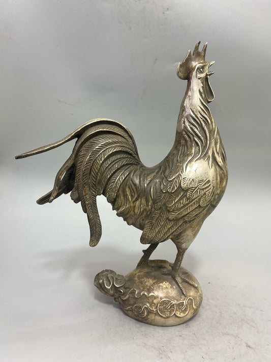 Chinese antique pure copper gilded silver auspicious ornaments