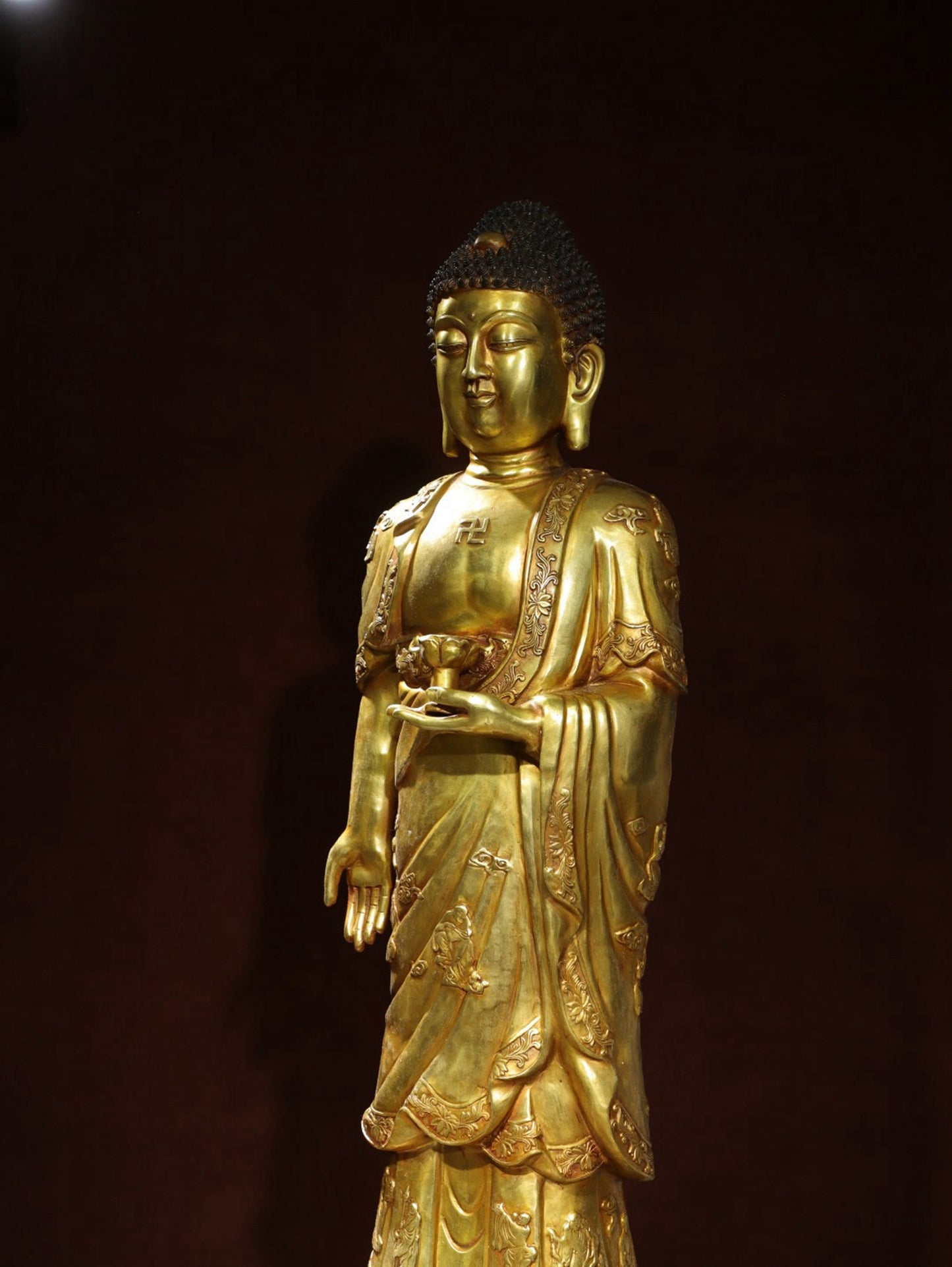 Bronze gilded Buddha statue of Amitabha Buddha