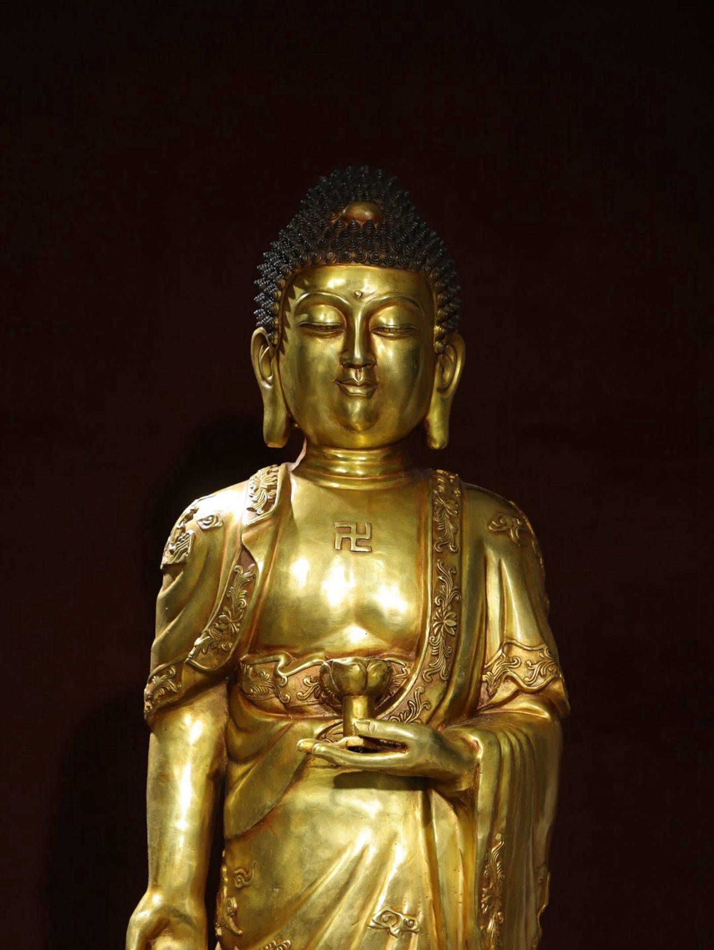 Bronze gilded Buddha statue of Amitabha Buddha