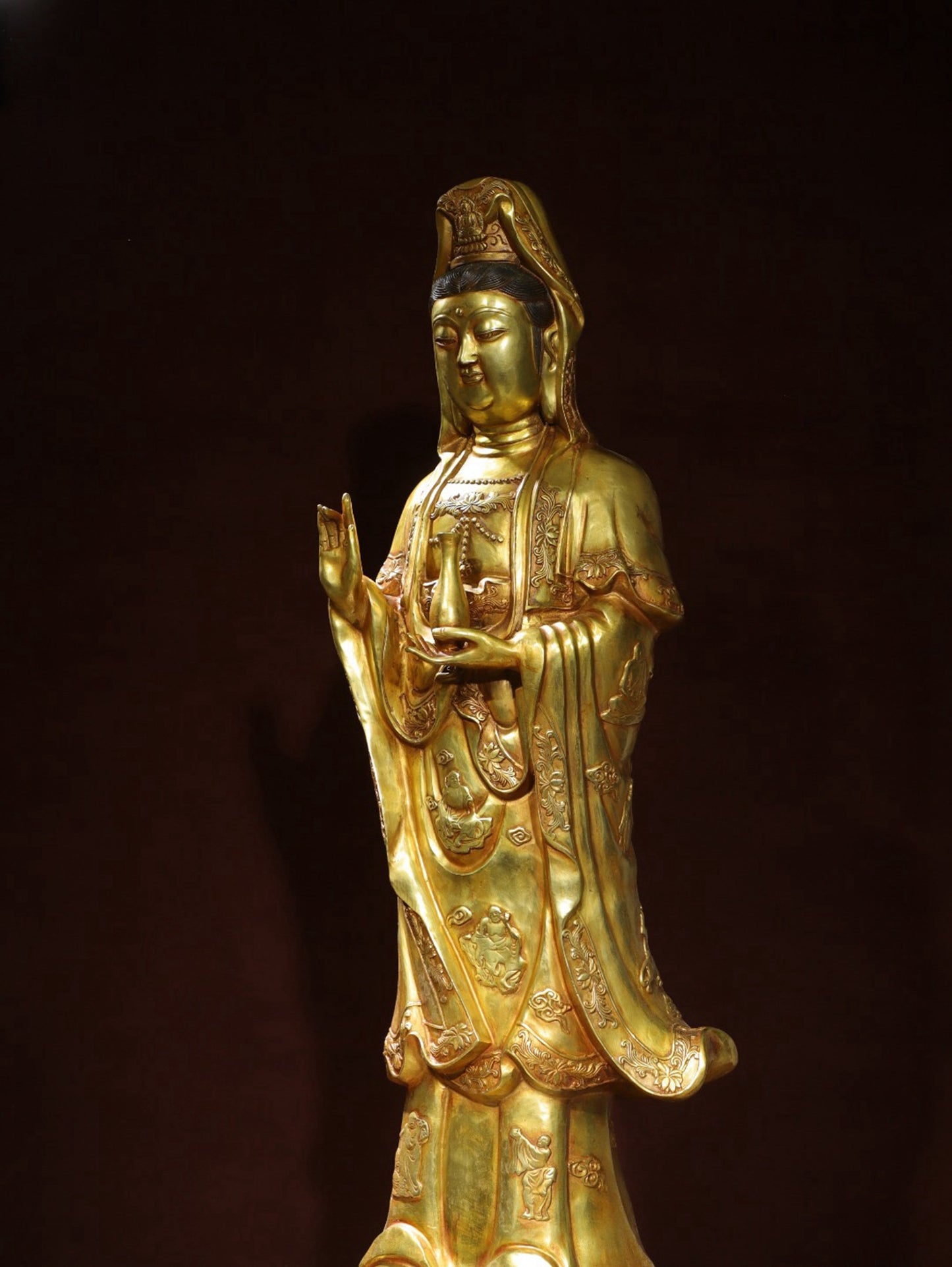 Bronze gilded statue of Guanyin Bodhisattva
