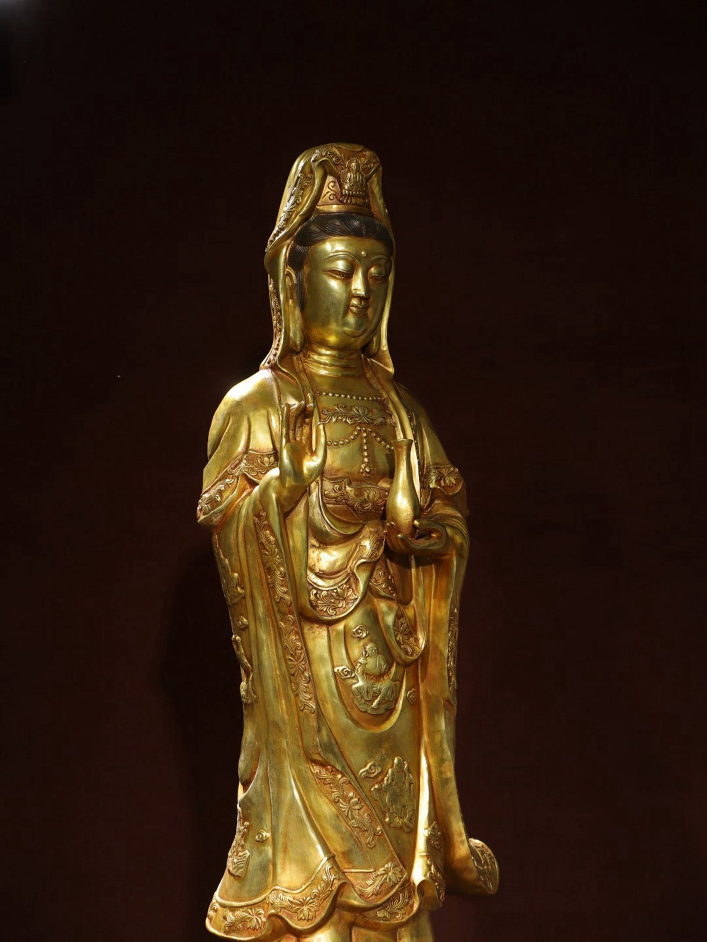 Bronze gilded statue of Guanyin Bodhisattva