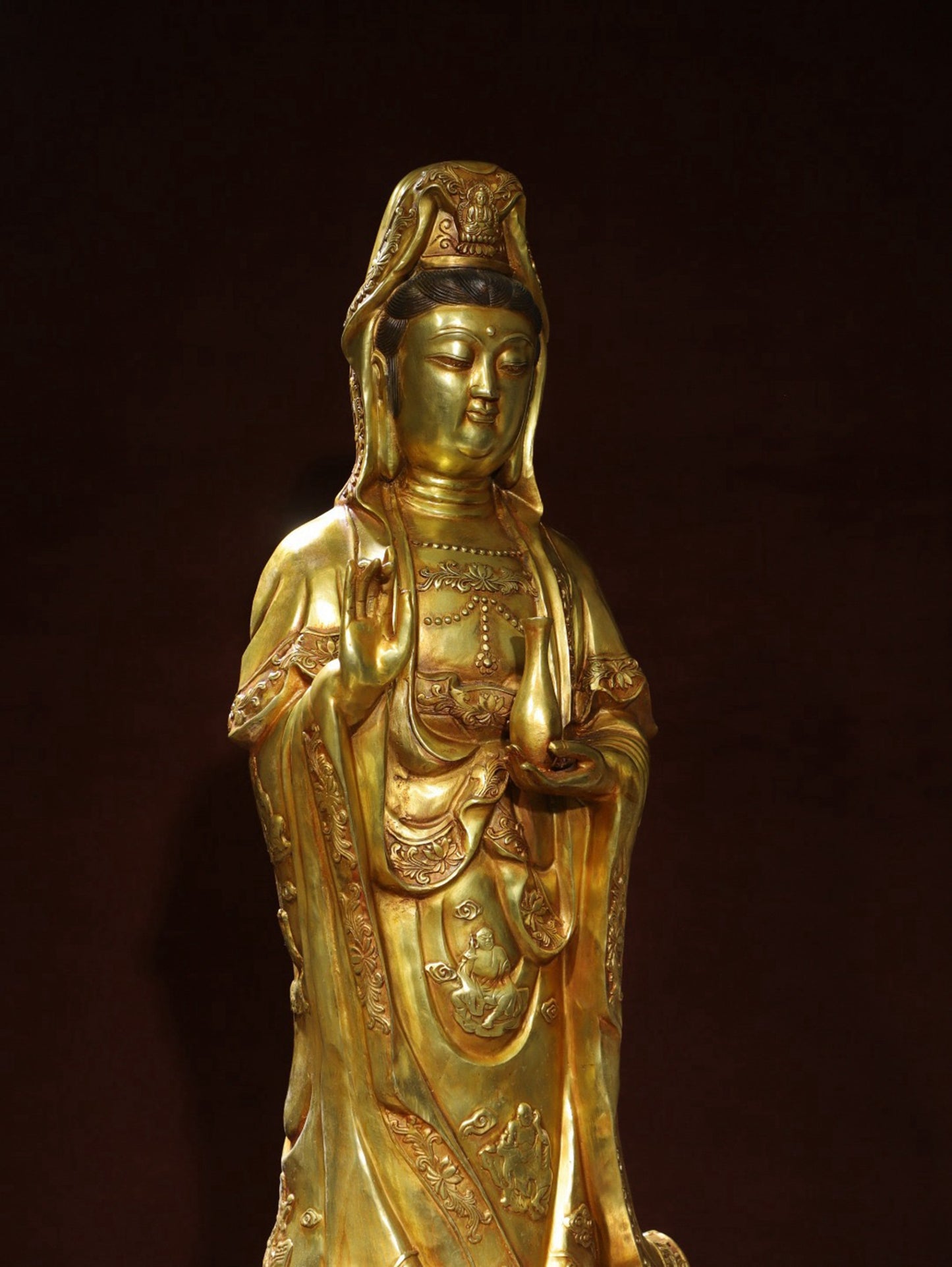 Bronze gilded statue of Guanyin Bodhisattva