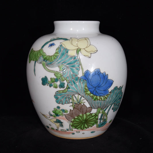 Ancient Colored Folded Branch Flower Pattern Jar