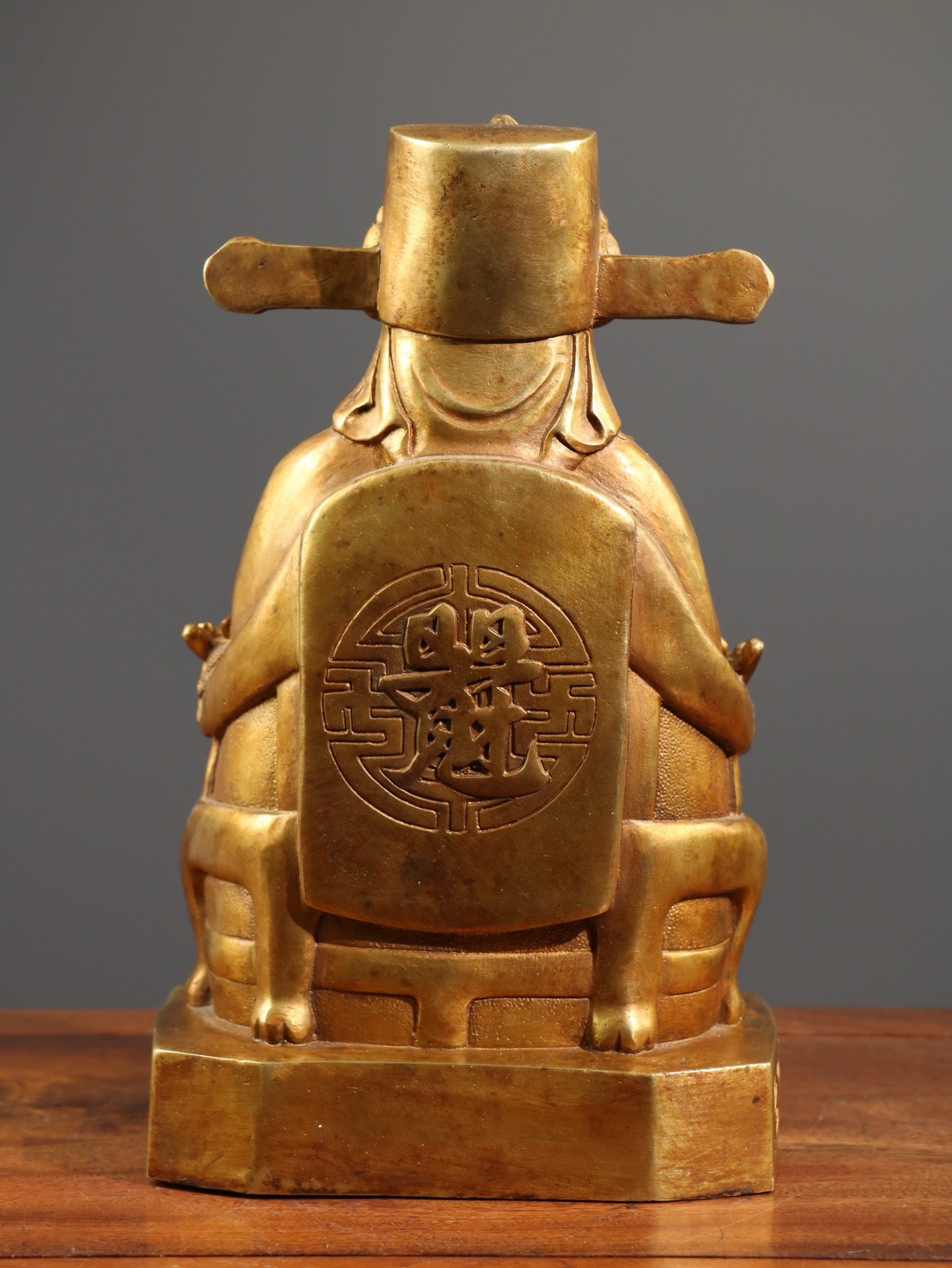 Chinese antique pure copper statue of the God of Wealth Buddha