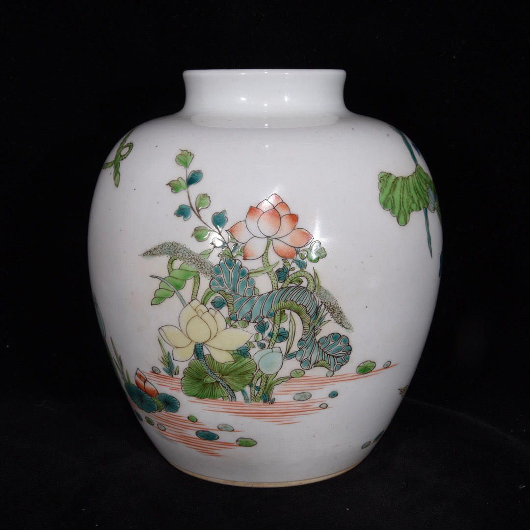 Ancient Colored Folded Branch Flower Pattern Jar