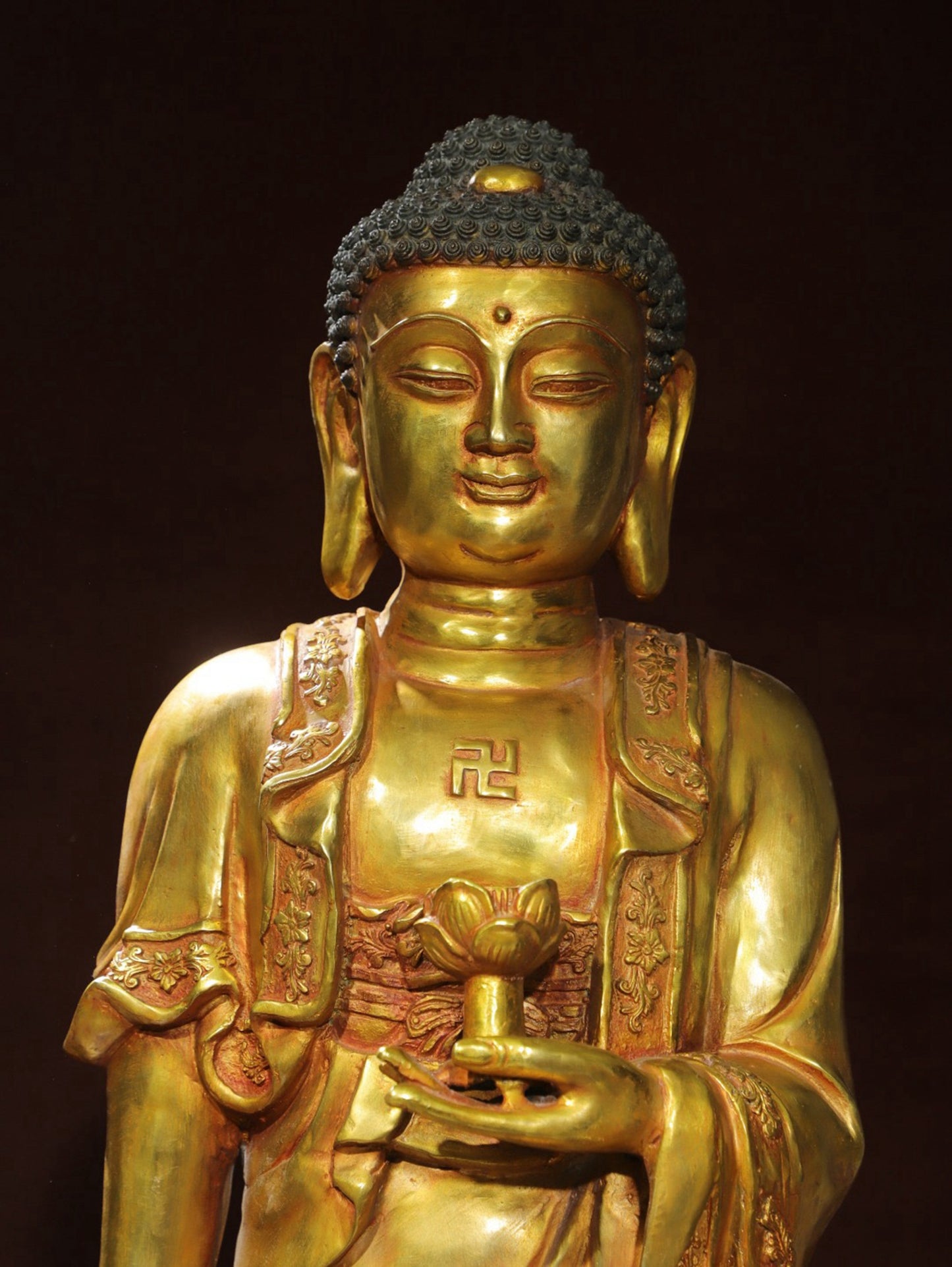 Bronze gilded Buddha statue of Amitabha Buddha