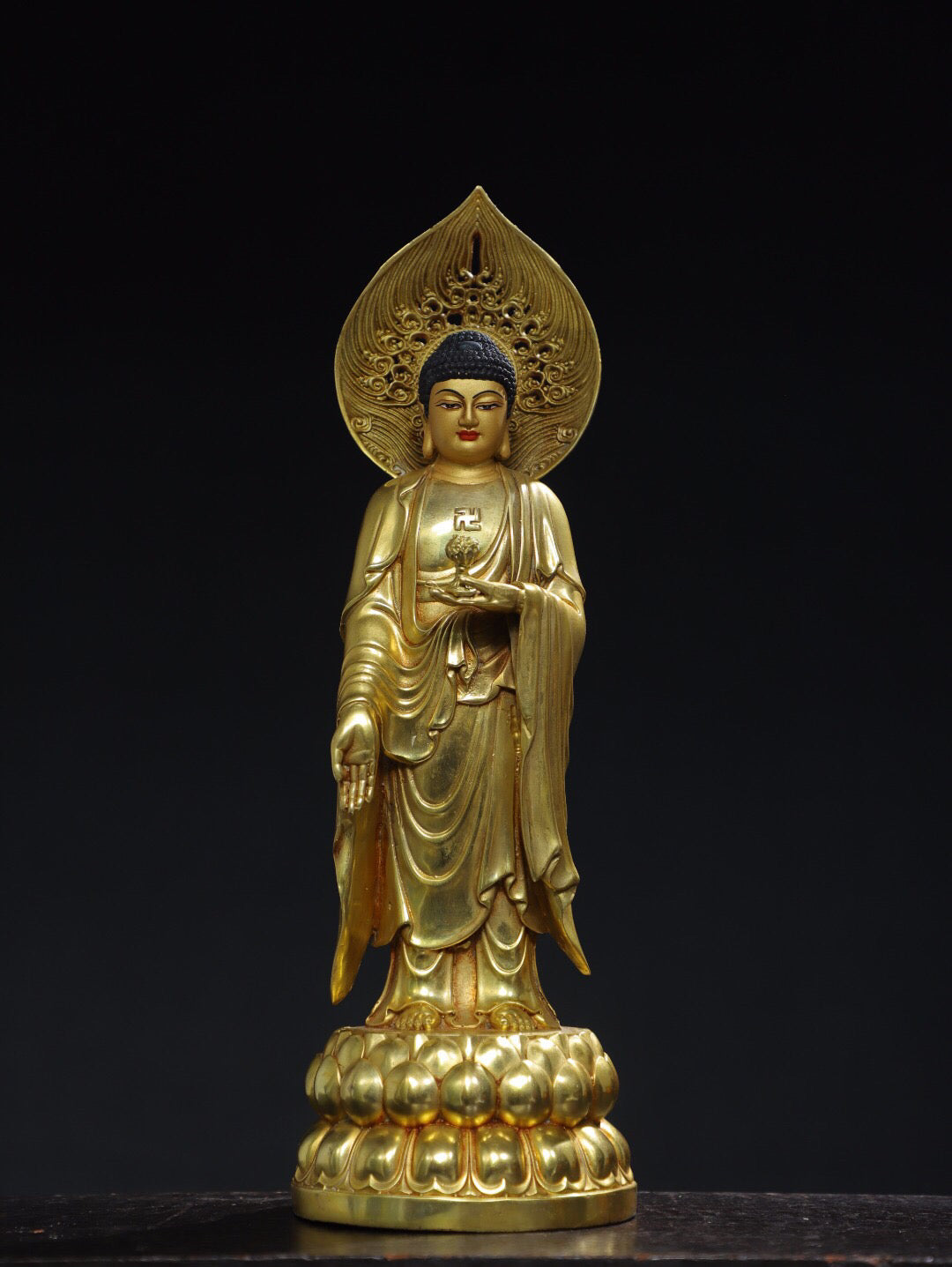 Chinese antique pure copper statue of Amitabha Buddha