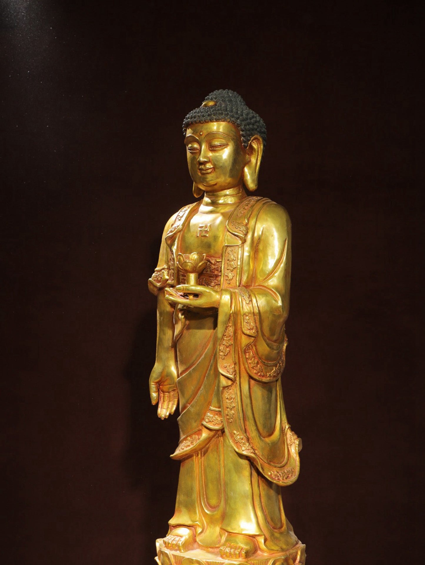 Bronze gilded Buddha statue of Amitabha Buddha