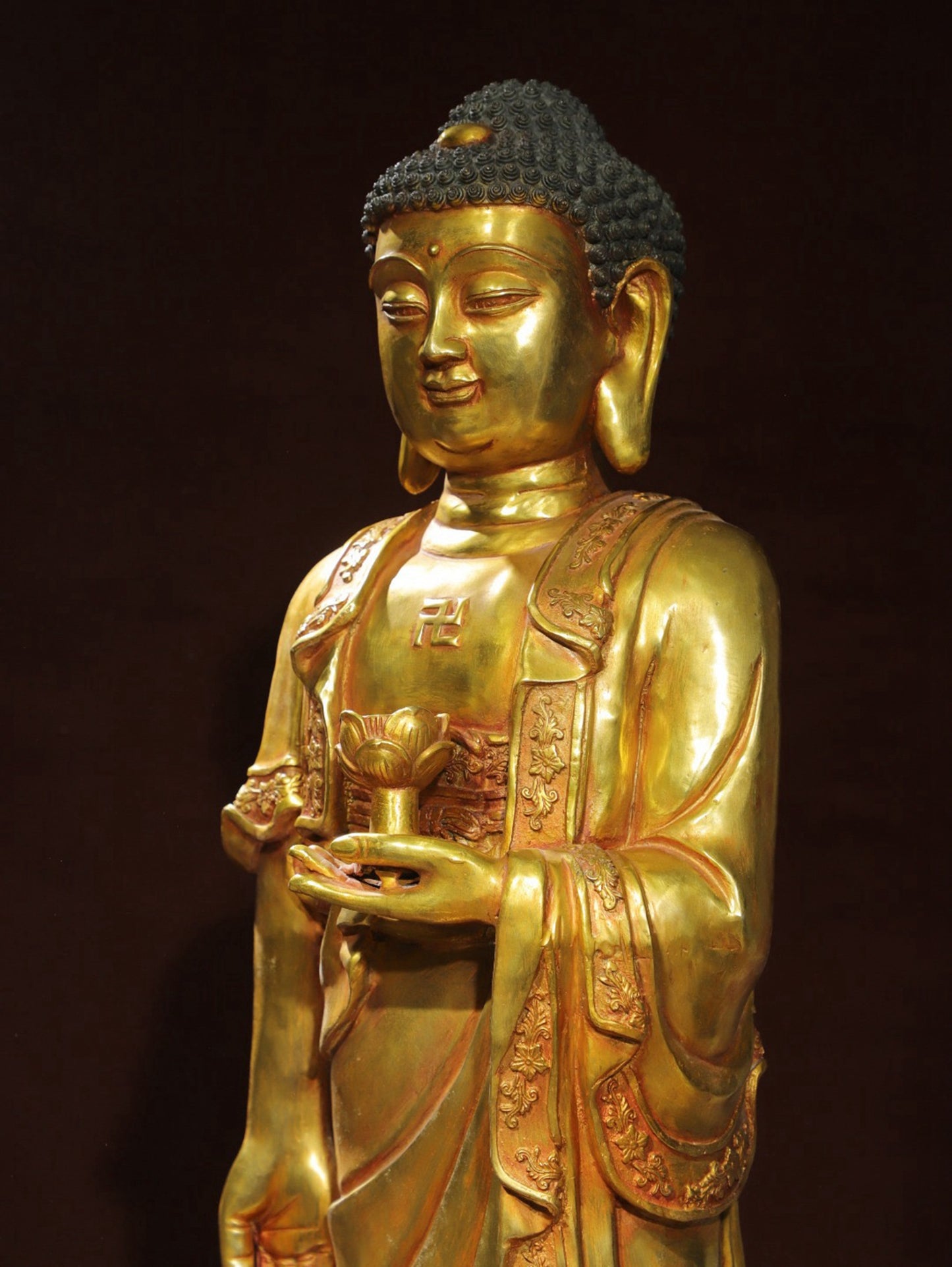 Bronze gilded Buddha statue of Amitabha Buddha