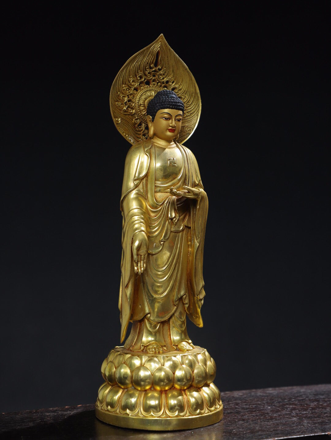 Chinese antique pure copper statue of Amitabha Buddha