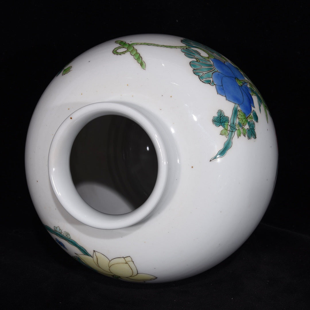 Ancient Colored Folded Branch Flower Pattern Jar