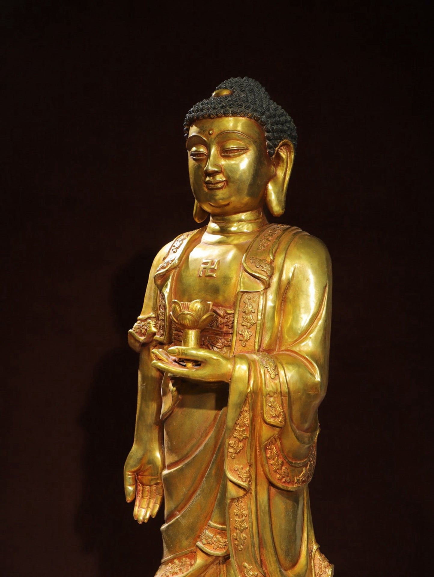 Bronze gilded Buddha statue of Amitabha Buddha