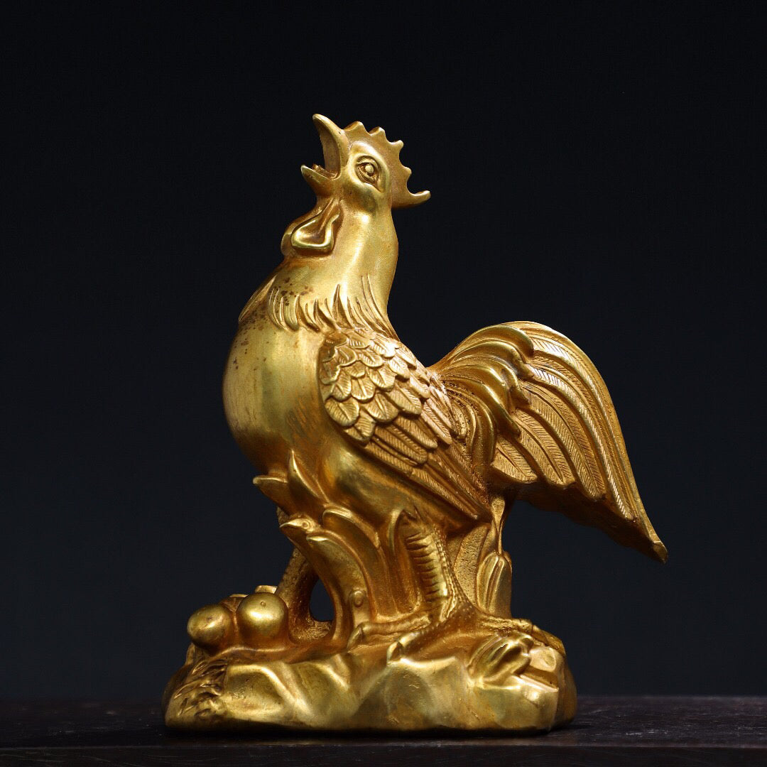 Chinese antique pure copper [chicken] ornament