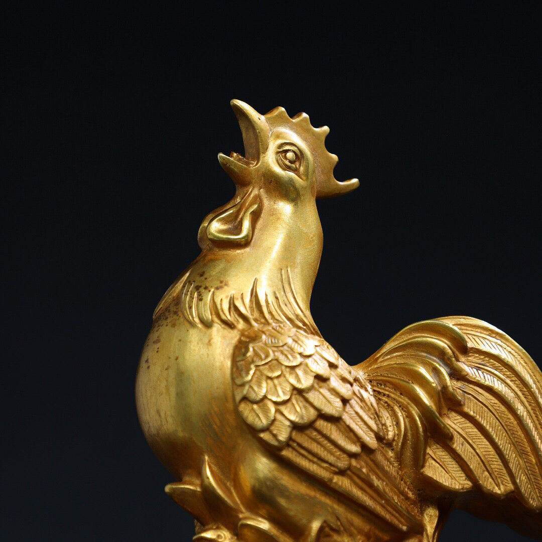 Chinese antique pure copper [chicken] ornament