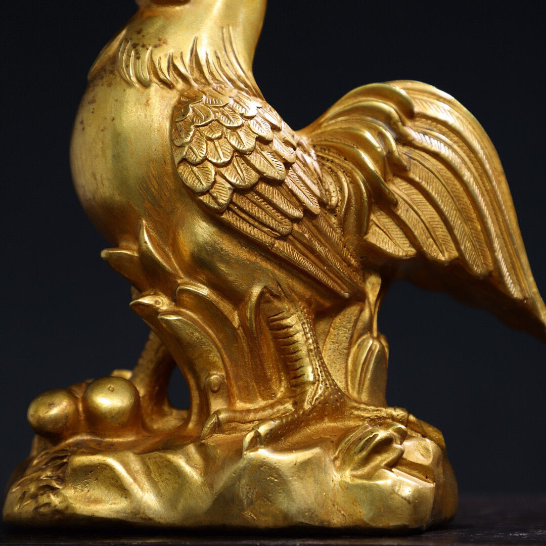 Chinese antique pure copper [chicken] ornament