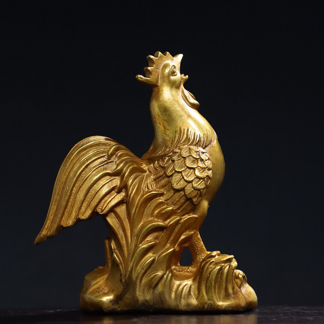 Chinese antique pure copper [chicken] ornament